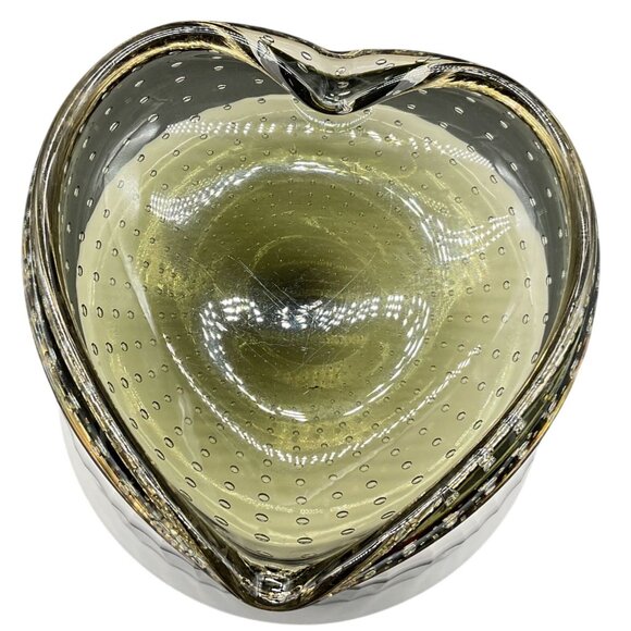 Vtg MCM Handblown Carl Erickson Heart Shaped Trinket Dish Bowl Bullicante Gray - Picture 4 of 5